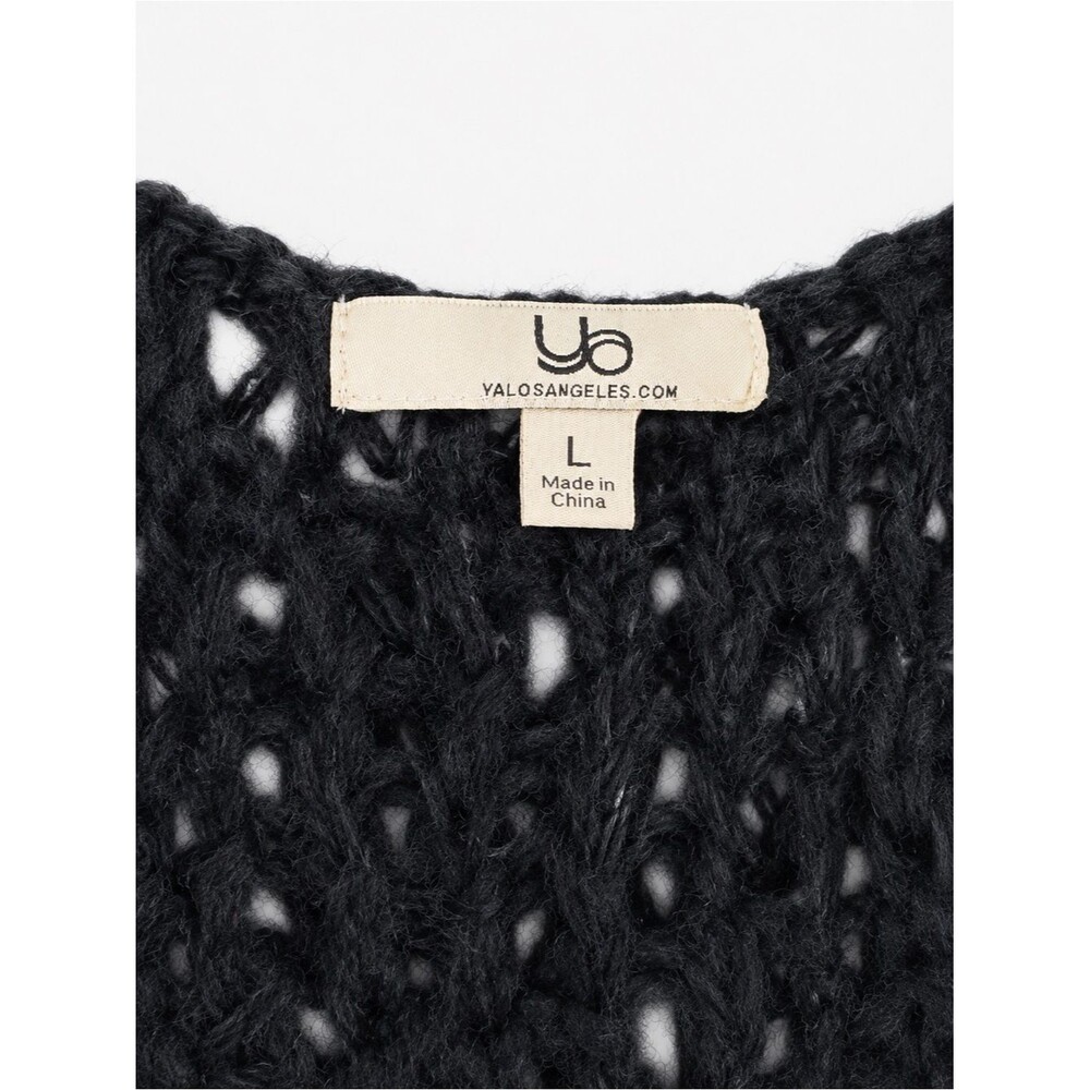 YA Black Shaggy Open Knit Sweater Tunic Top/Dress Boho Festival Goth Grunge Sz L - Picture 5 of 7
